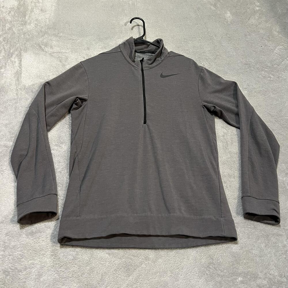 Nike Dri-FIT 1/2 Zip Pullover Mens Small Gray Half Zip Running Training Shirt